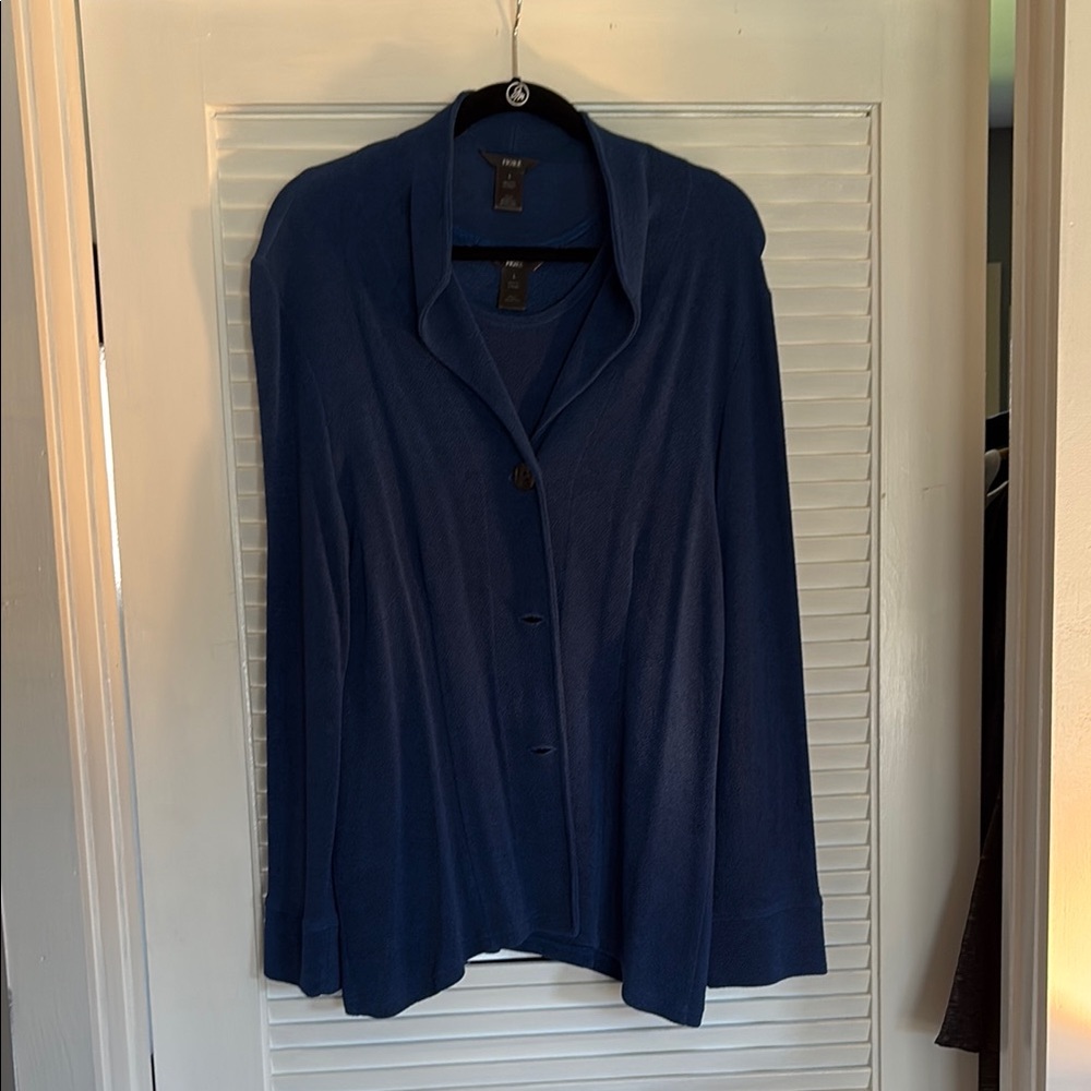Cobalt Blue Blazer and Tank with Relaxed Drape and 3 Button Front